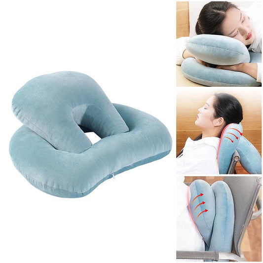 Comfortable U-Shaped Desk Neck Pillow with Plush Velvet Exterior and Adjustable Arm Rest Support