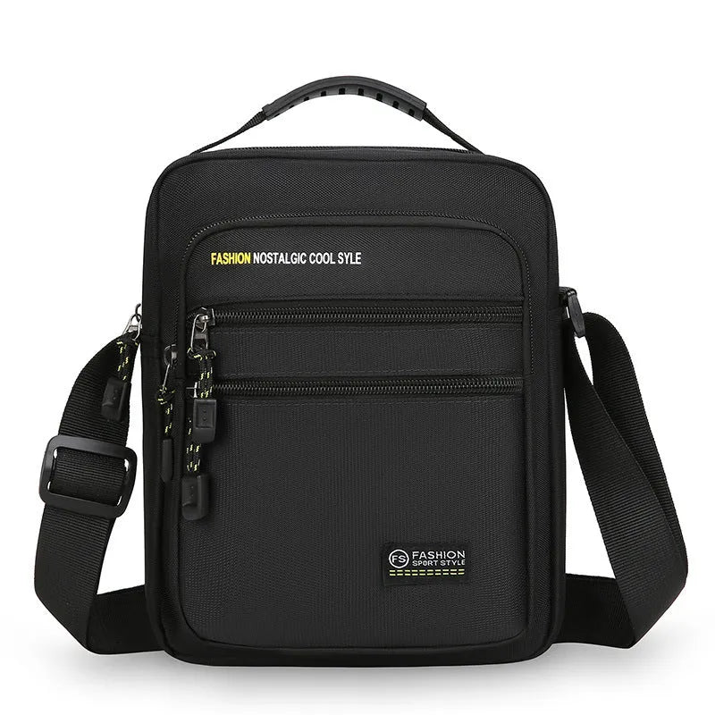 Men's waterproof nylon crossbody bag in urban simplicity style with multiple compartments
