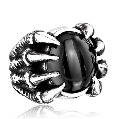 Titanium steel ring with inlaid zircon accents, featuring a vintage-inspired design and premium materials for timeless British style.