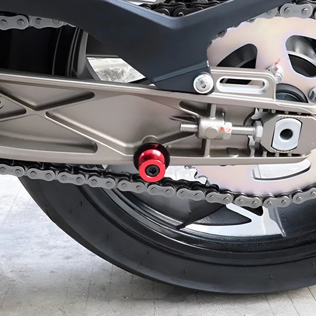 Aluminium alloy frame screw in 6mm, 8mm, and 10mm sizes, shown in blue, red, black, silver, and gold for motorbike parking lift and car trim.