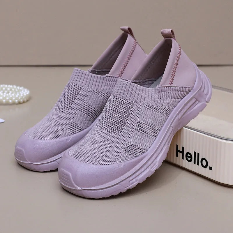Women's black one pedal slip-on shoes with breathable cloth upper and PVC sole