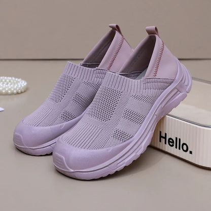 Women's black one pedal slip-on shoes with breathable cloth upper and PVC sole