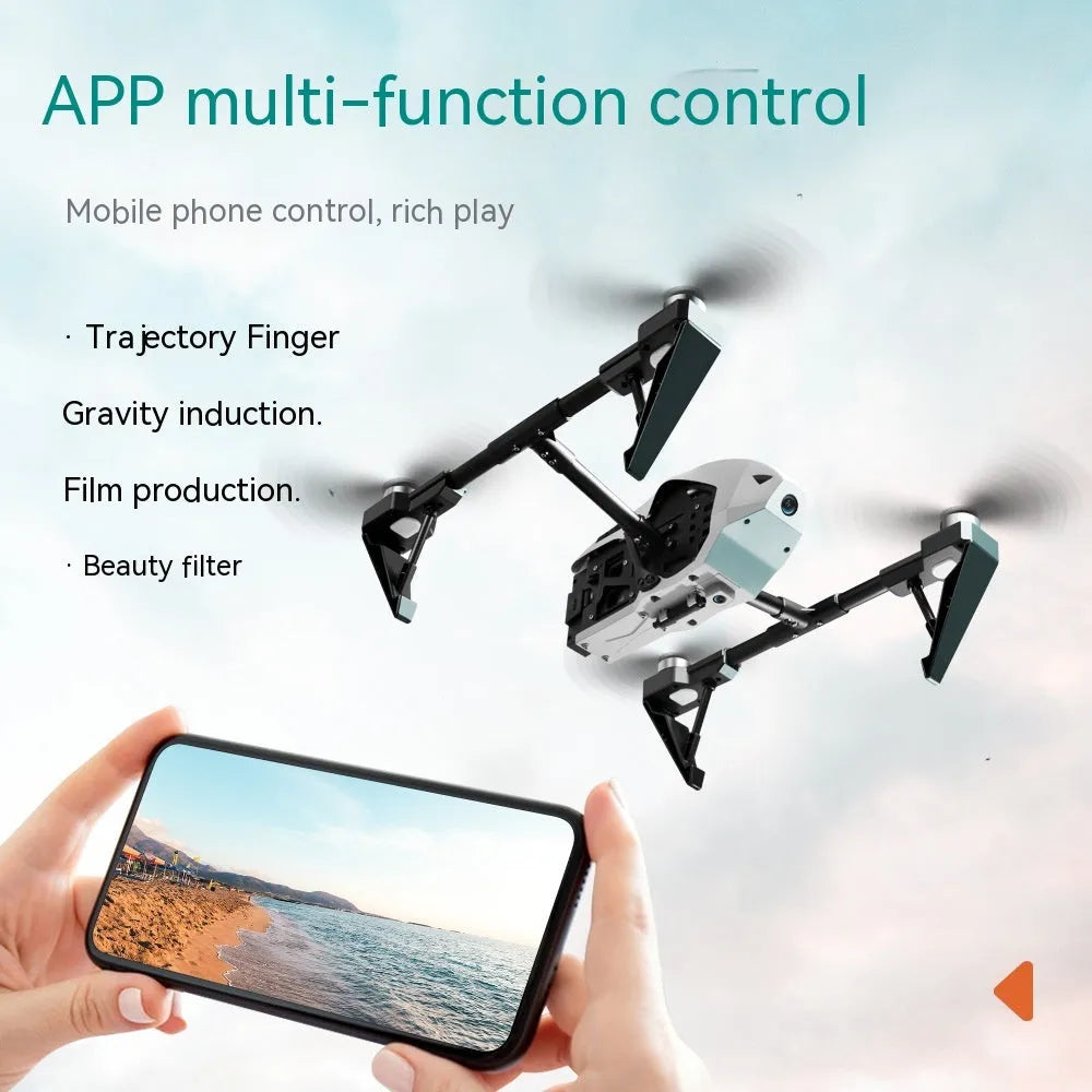 KS66 UAV drone with optical flow positioning camera in flight showing aluminium alloy brushless motor construction