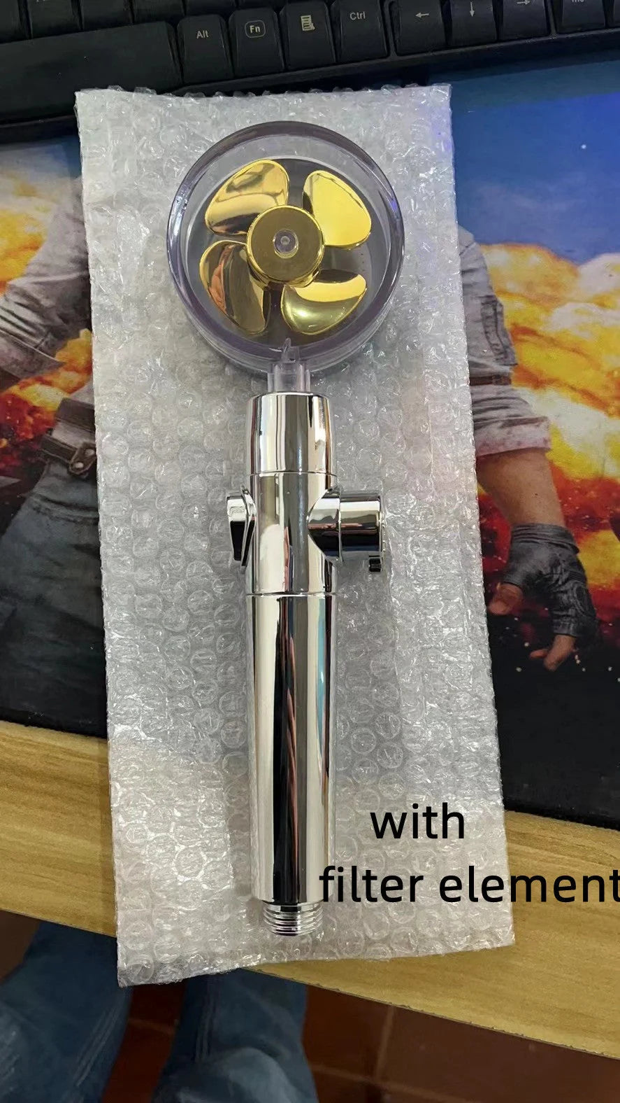 Turbo Propeller Shower Head with 360° fan extension and holder for a luxurious shower experience