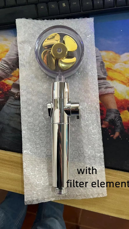 Turbo Propeller Shower Head with 360° fan extension and holder for a luxurious shower experience