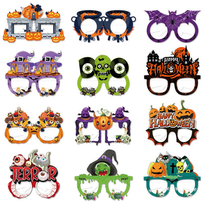 Halloween paper glasses decorations in multiple style options for photo props and party scene decoration