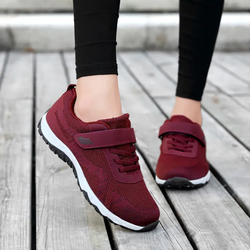 Women's Comfortable Low Top Soft Sole Casual Shoes with Wedge Mid Heel 3-5cm Height Increase Breathable Mesh Upper Velcro Closure Korean Style Autumn Wear in Gray Purple Black Rose Red Purple Red Dark Blue Sizes 35-42