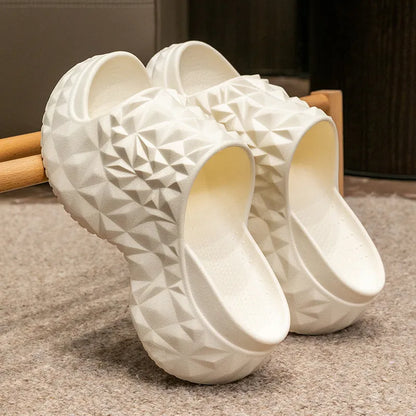 High heel EVA flip flop slippers with thick sole in khaki, black or white colours