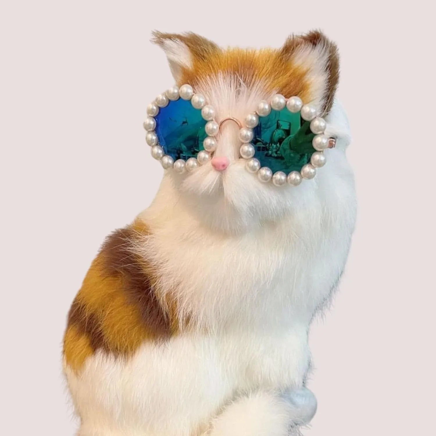 Pearl-trimmed round sunglasses for cats and dogs in five colour options