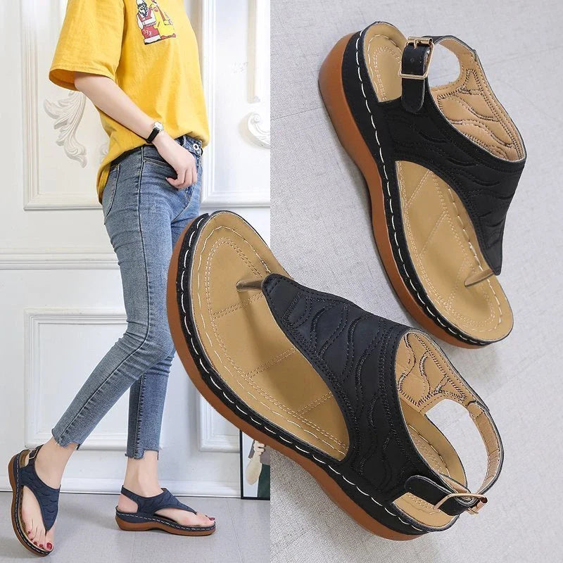 Comfortable women's wedge sandals in various colors with adjustable straps and a lightweight sole