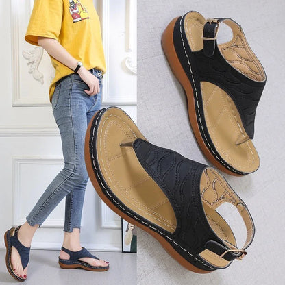 Comfortable women's wedge sandals in various colors with adjustable straps and a lightweight sole