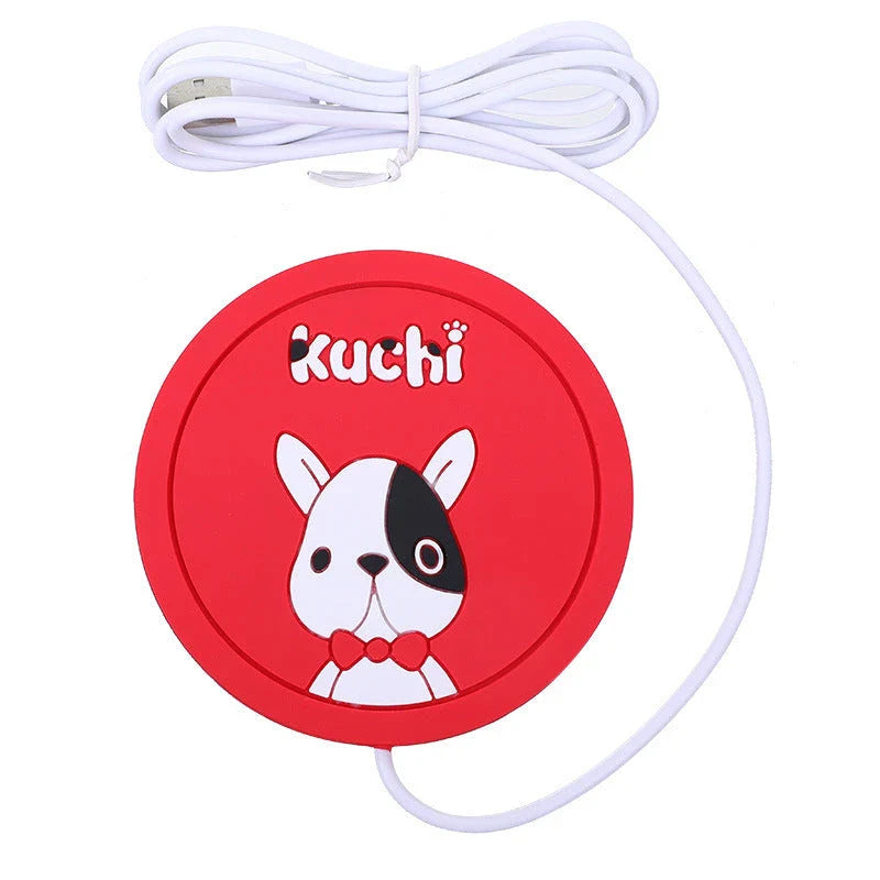 Cosy USB-powered heating pad with a soft rubber construction and a playful animal-inspired design, perfect for keeping mugs and cups warm
