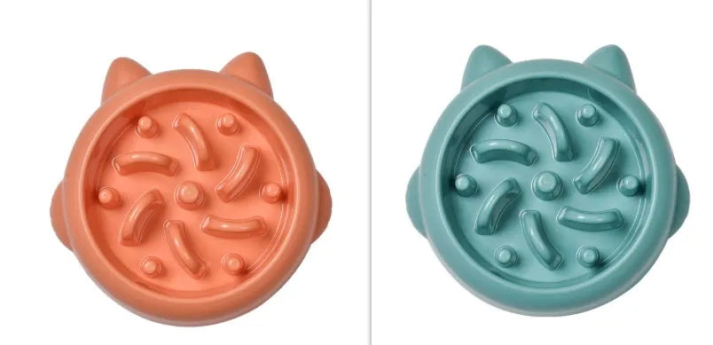 Green slow feeder dog bowl with bone-shaped obstacles for anti-choking feeding