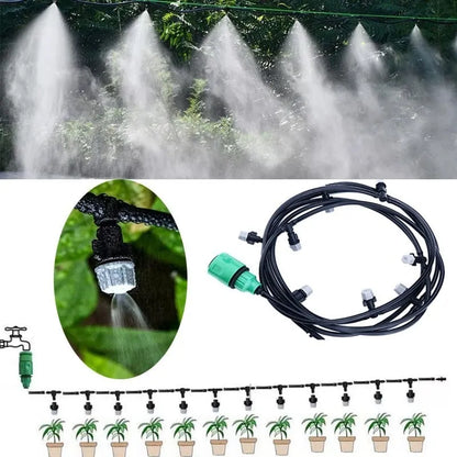 10-metre micro spray irrigation hose system with 10 spray nozzles for garden watering