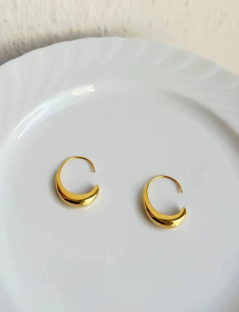 Women's snake motif alloy earrings with gold electroplated finish