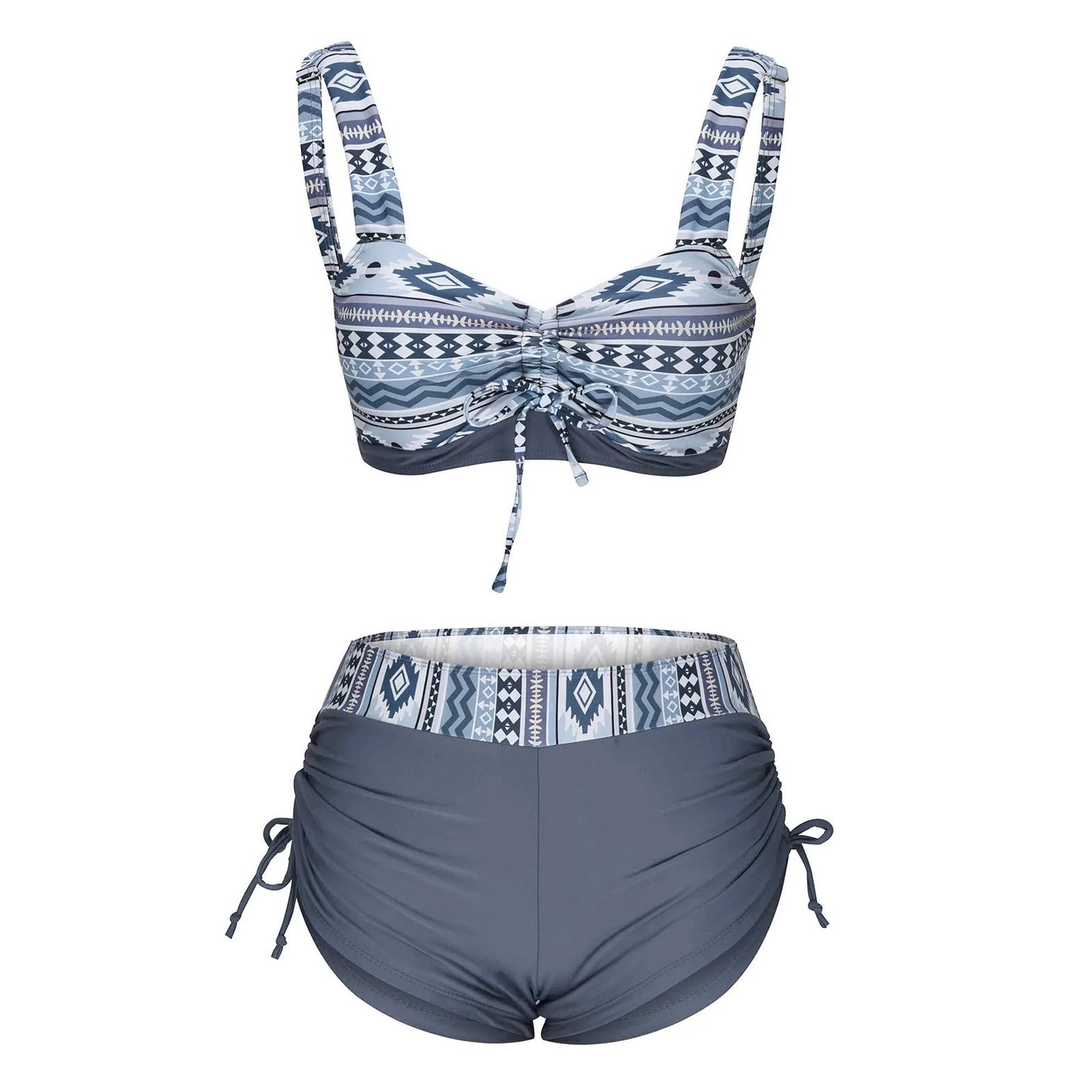 Women's split bikini swimsuit without chest pad in picture colour with polyester lining