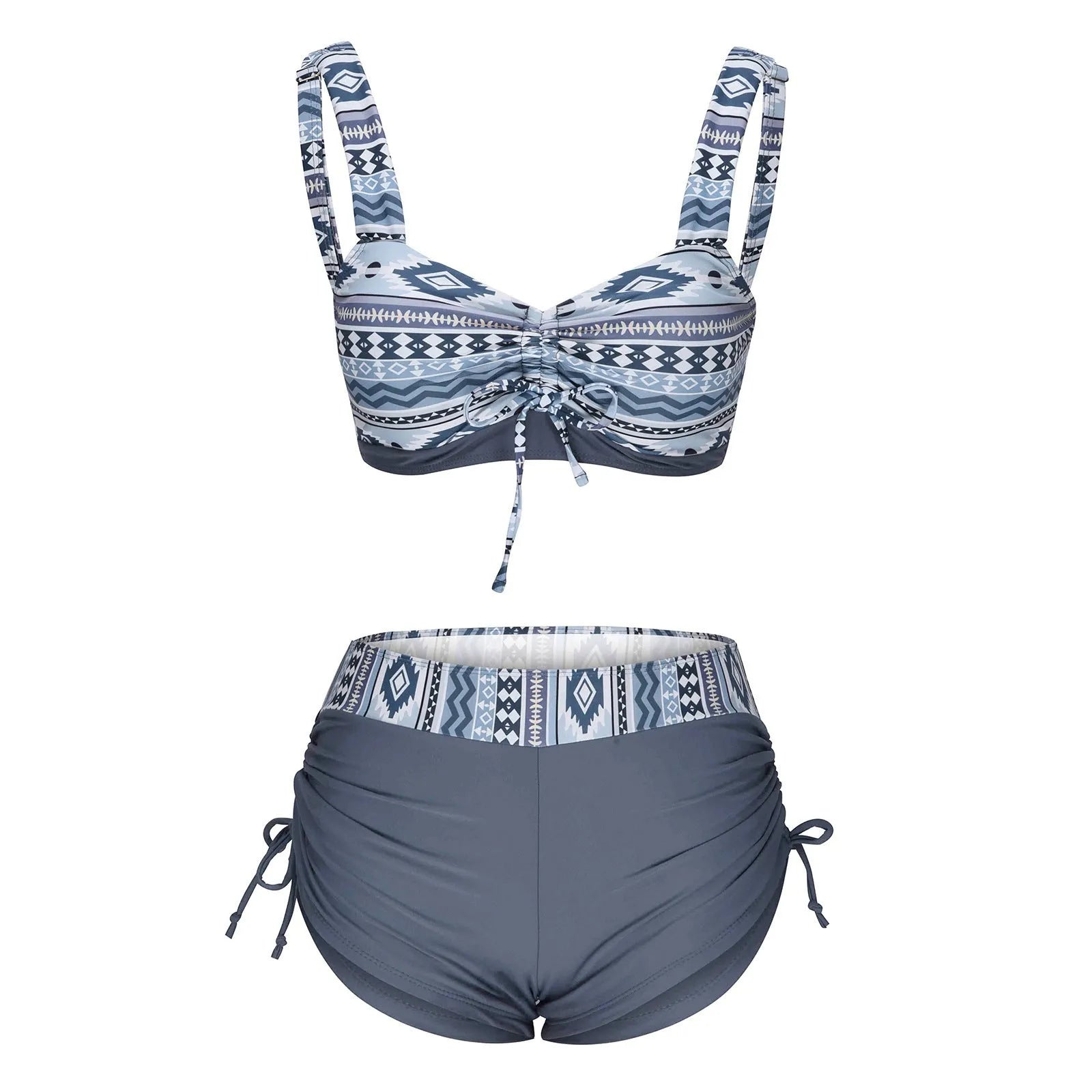 Women's split bikini swimsuit without chest pad in picture colour with polyester lining