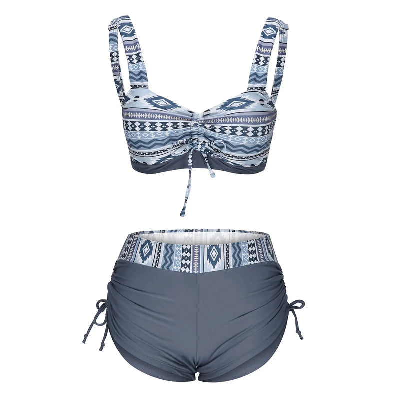 Bikini split swimsuit for women without steel belt chest pad in picture colour, made from polyester fibre lining, ideal for swimming and wading activities with sizes S, M, L, XL, 2XL