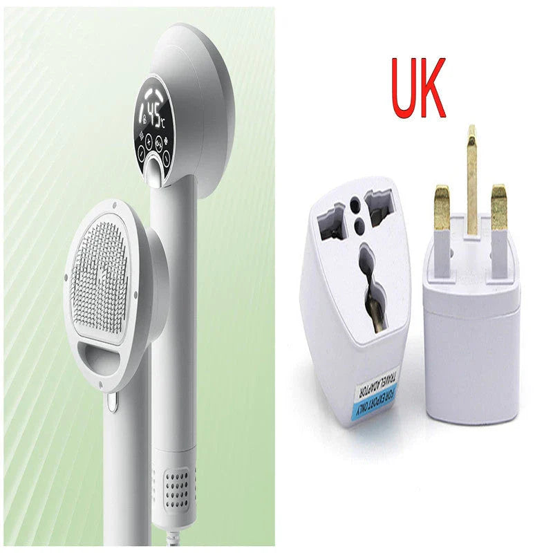 Premium Pet Hair Dryer with powerful 300W motor, whisper-quiet operation, and dual-speed settings for gentle, stress-free grooming of dogs, cats, and other pets.