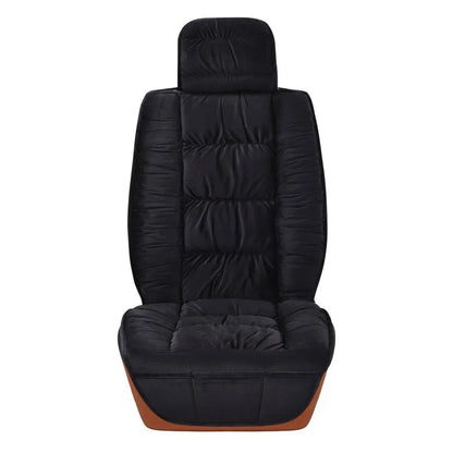 Winter short plush car seat cushion set in grey with wool cotton filler for cold weather driving
