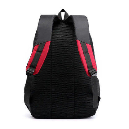 Waterproof nylon school backpack with airpillow straps in black, red, blue, or grey colours