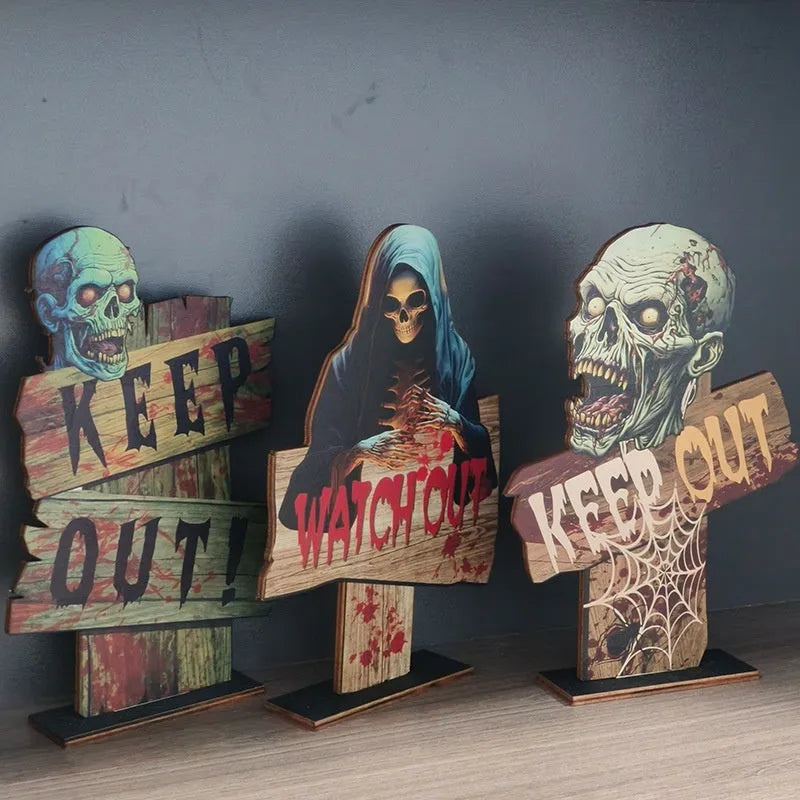 Wooden European style retro creative Halloween tabletop ornament decoration