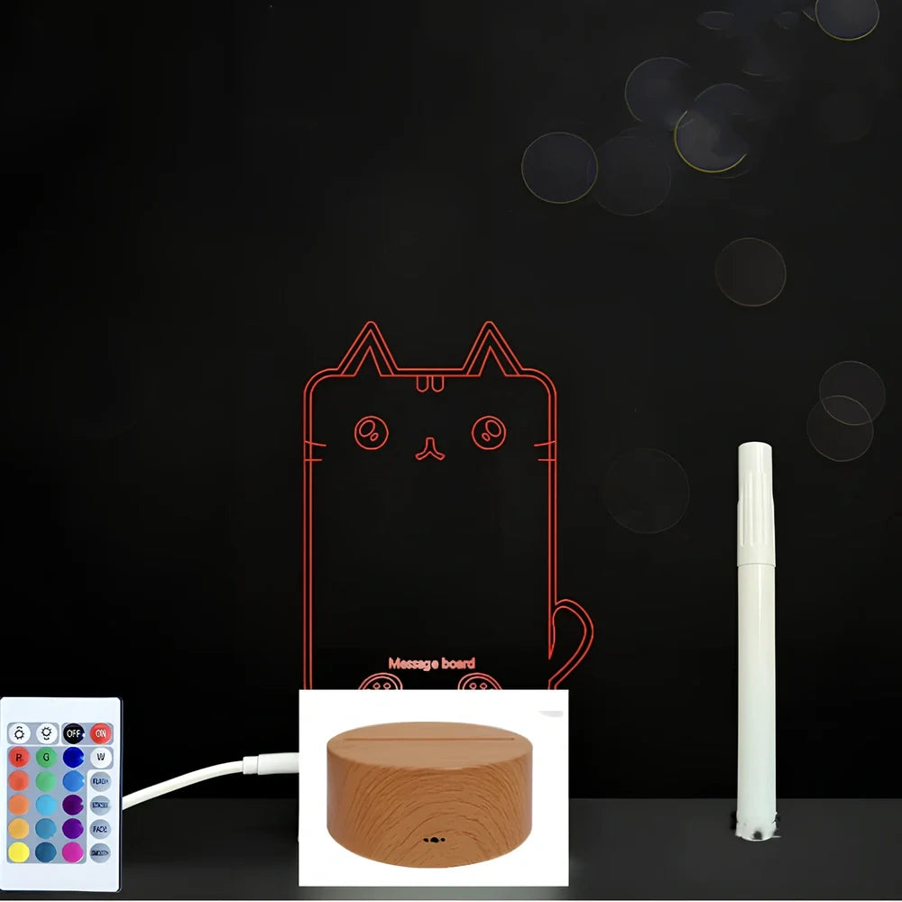 3D acrylic LED message board on black ABS base, 96cm x 40cm, with touch colourful lights and stylus