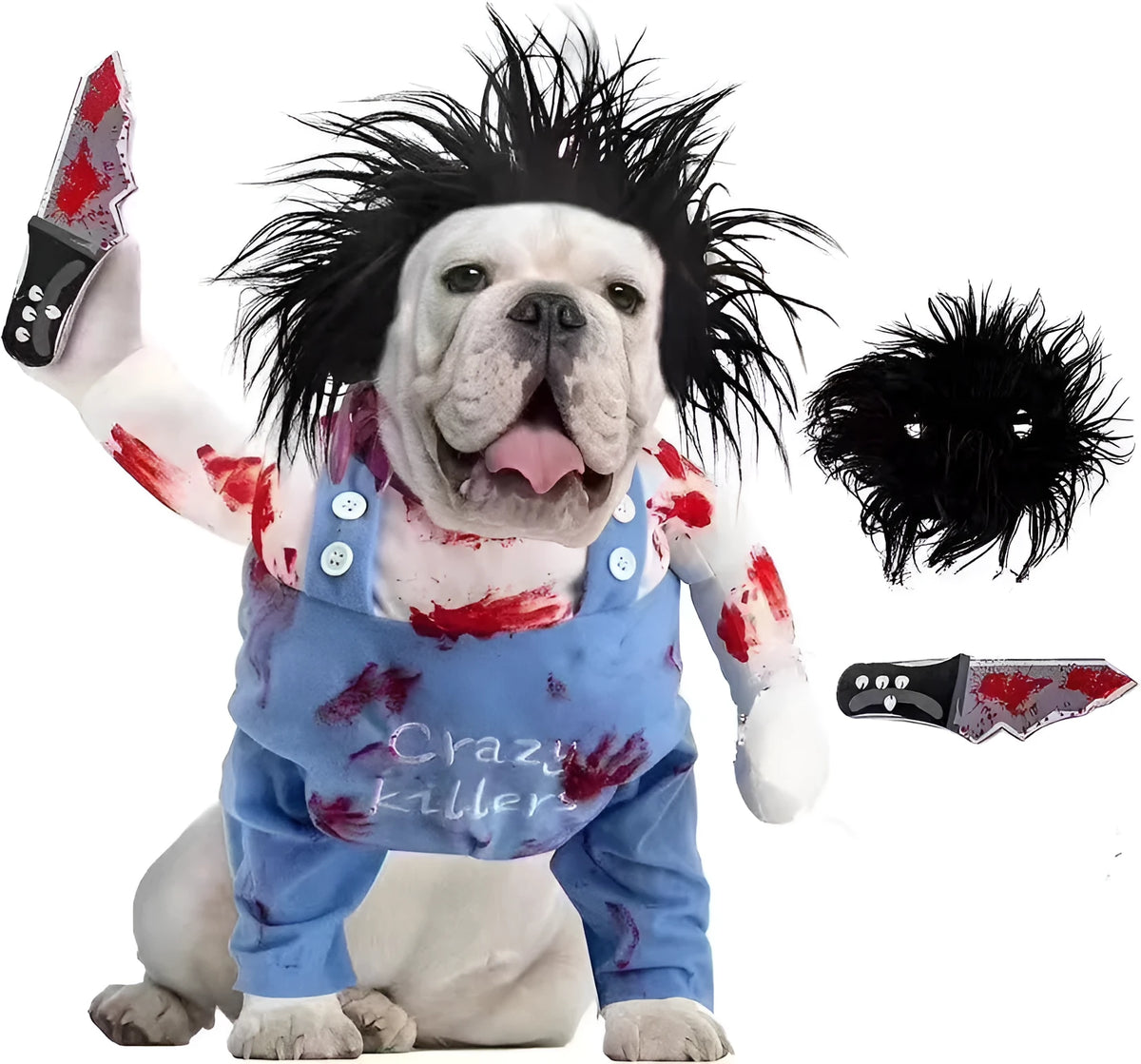 Bloody doll style pet costume for dogs with sand carving pattern in hip hop design