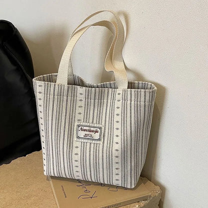Japanese style corduroy tote handbag in dark brown colour showing large capacity interior