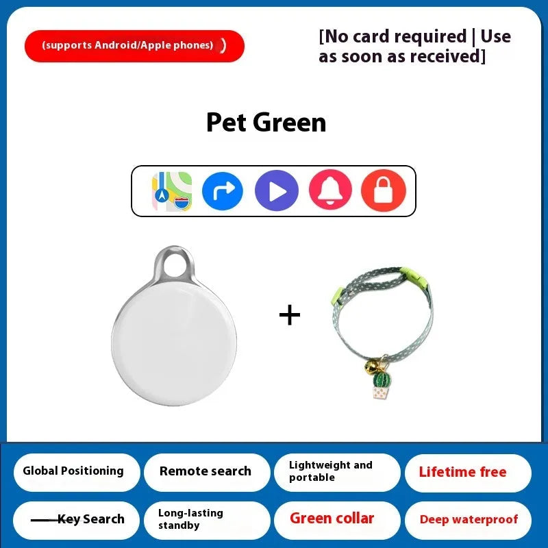 GPS pet locator device attached to a dog collar for tracking cats and dogs.