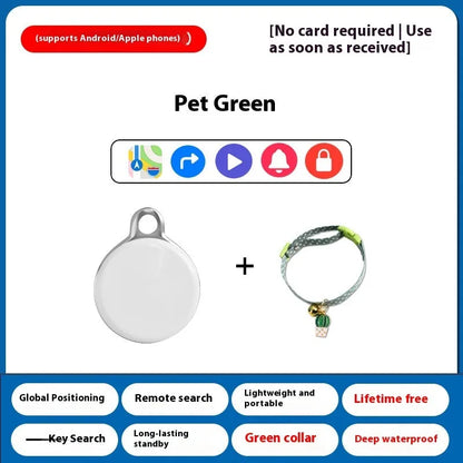 GPS pet locator device attached to a dog collar for tracking cats and dogs.
