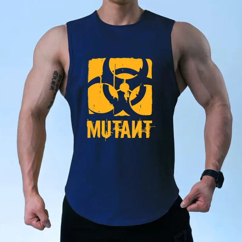 Loose fit sleeveless workout tank top vest in a selection of graphic colour designs.