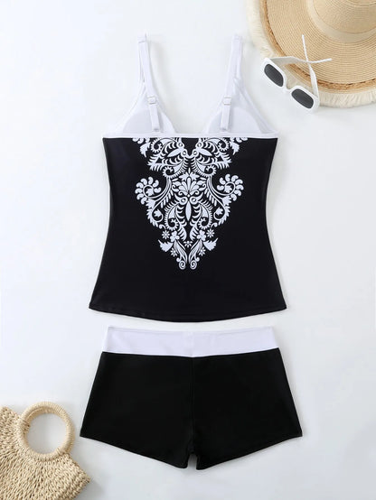 Plus size women's swimsuit in Black or Rose Red with 50% cotton lining, sizes S to 5XL