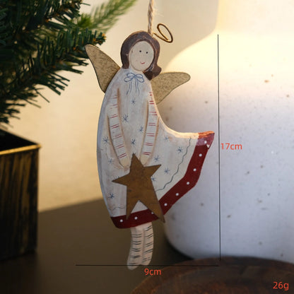 Hand-painted wooden pendant with carved designs in American country style for door or wall decoration