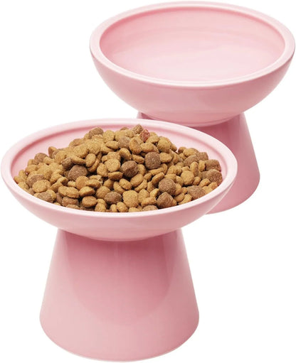 16cm extra wide elevated lead-free ceramic cat bowl for food and water