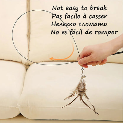 Detachable sucker cat stick with feather attachment, PVC rod and steel wire in picture colour
