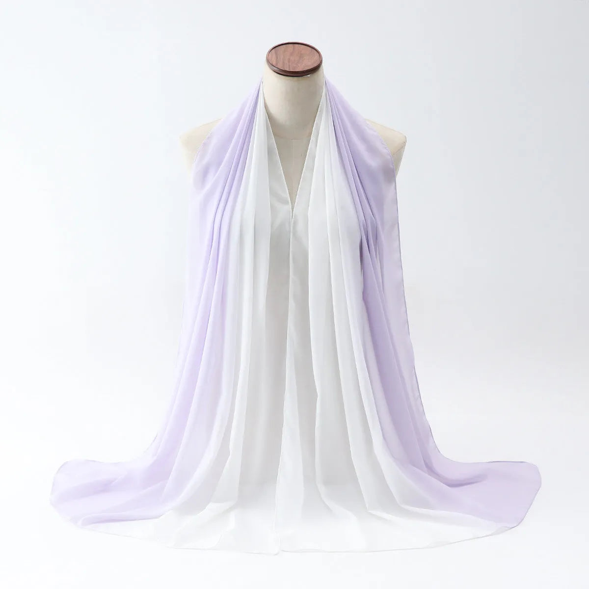 Long chiffon scarf for women in various colours, showing lightweight fabric and 175cm length