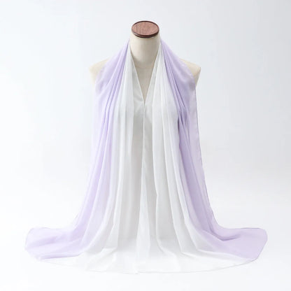 Long chiffon scarf for women in various colours, showing lightweight fabric and 175cm length