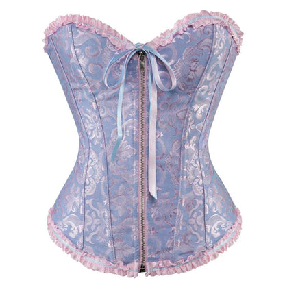 Women's front zipper jacquard corset shapewear in spandex fabric available in multiple colours
