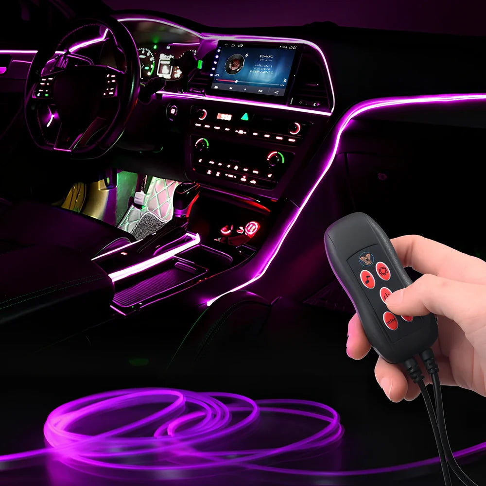 Car centre console LED ambient light strip in 3m or 5m length with USB power and multi-colour button control