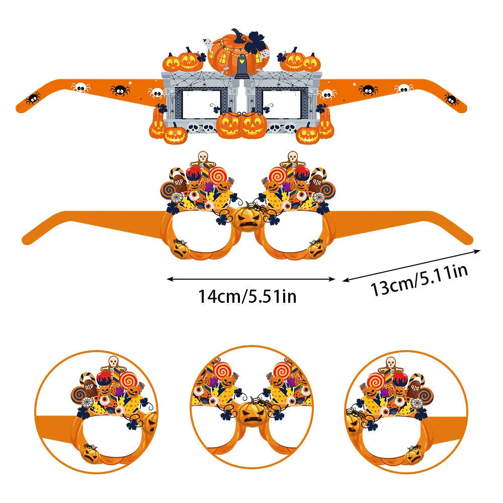 Halloween paper glasses decorations in multiple style options for photo props and party scene decoration