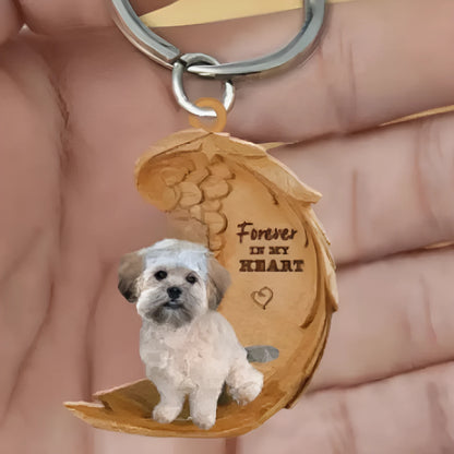 Square acrylic car hanging ornament with a colourful cute dog picture, measuring 9cm by 9cm.