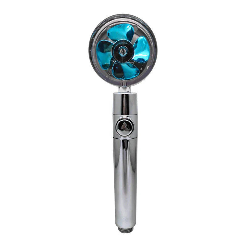 360° Rotating Shower Head with Built-In Fan - Premium ABS Plastic Construction, Water-Saving High-Pressure Spray