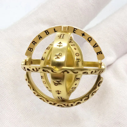 Astronomical ball ring necklace with flip deformation feature in silver and gold