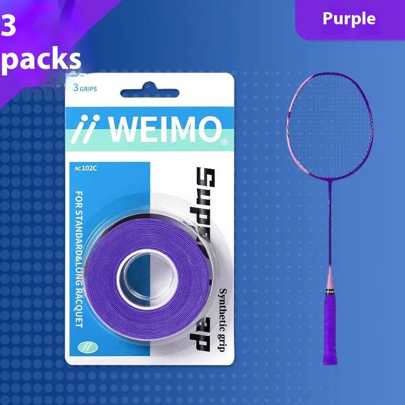 Badminton racket hand glue PU glossy overgrip 3 pieces per box in 13 colours