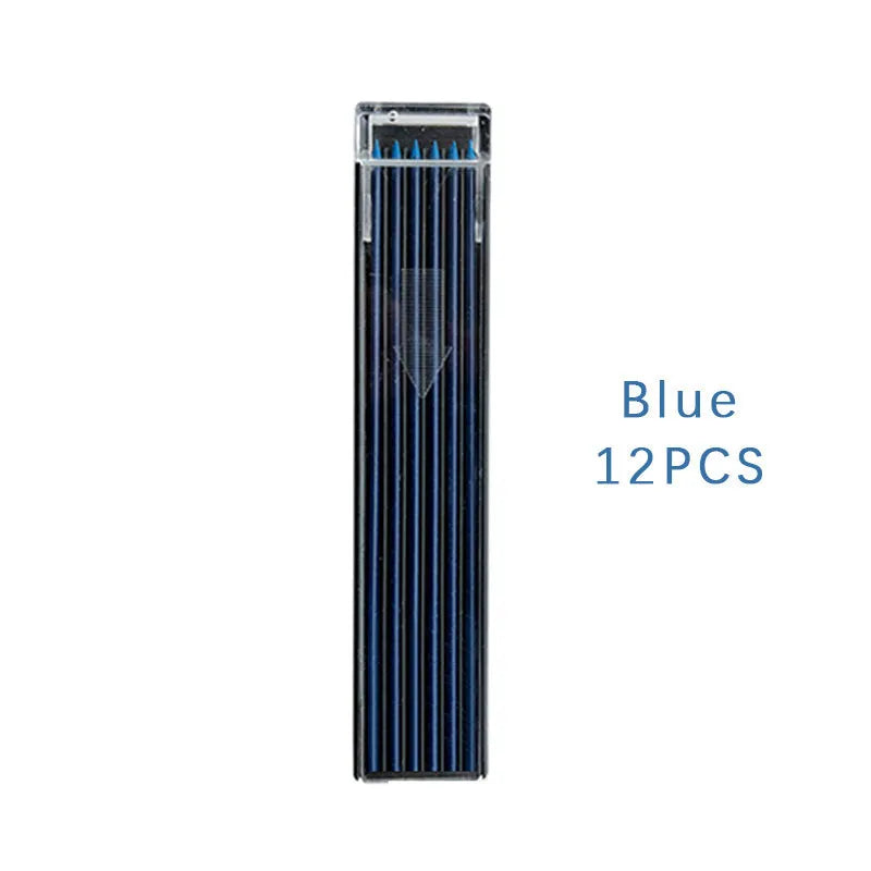 Boxed mechanical pencil replacement lead in nine colours including rainbow style, 12 pieces per pack