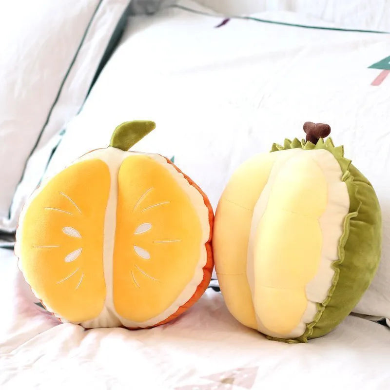 Plush toy doll in durian and orange designs, 27cm and 16cm sizes, for infants 0-3 years.