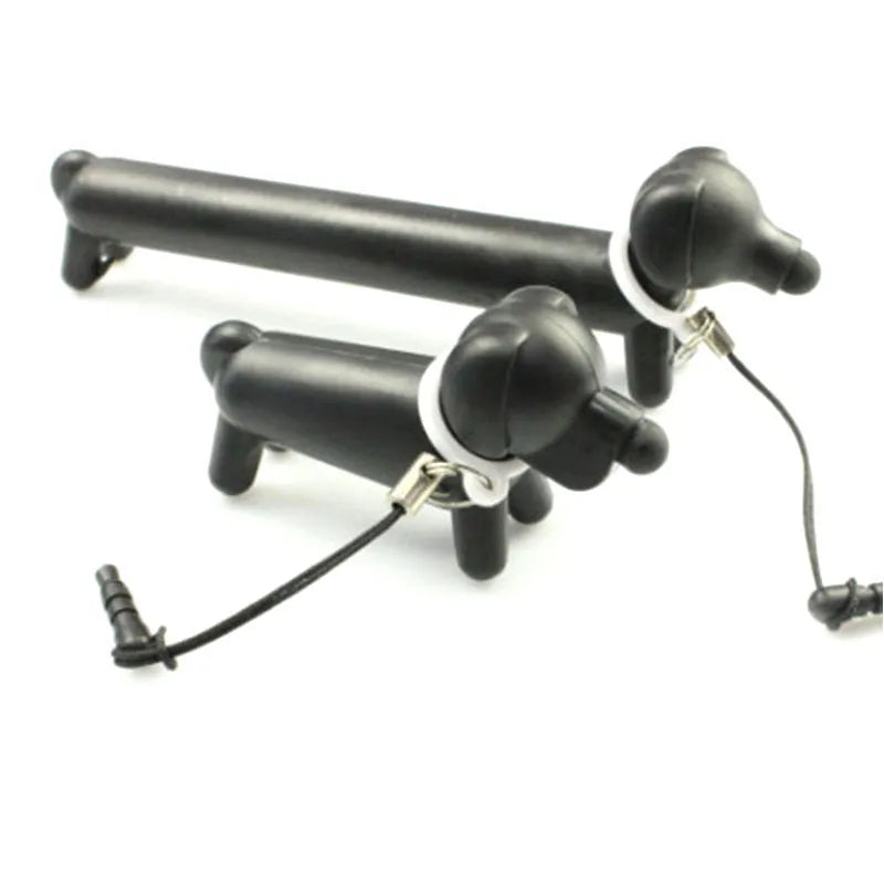 Black dog-shaped touch screen stylus with conductive body and phone stand function