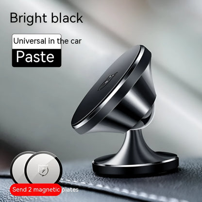 Shiny black magnetic car phone holder with alloy construction and N52 magnets for dashboard mounting