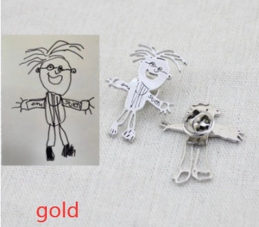 Custom children's artwork necklace with stainless steel chain and titanium steel pendant